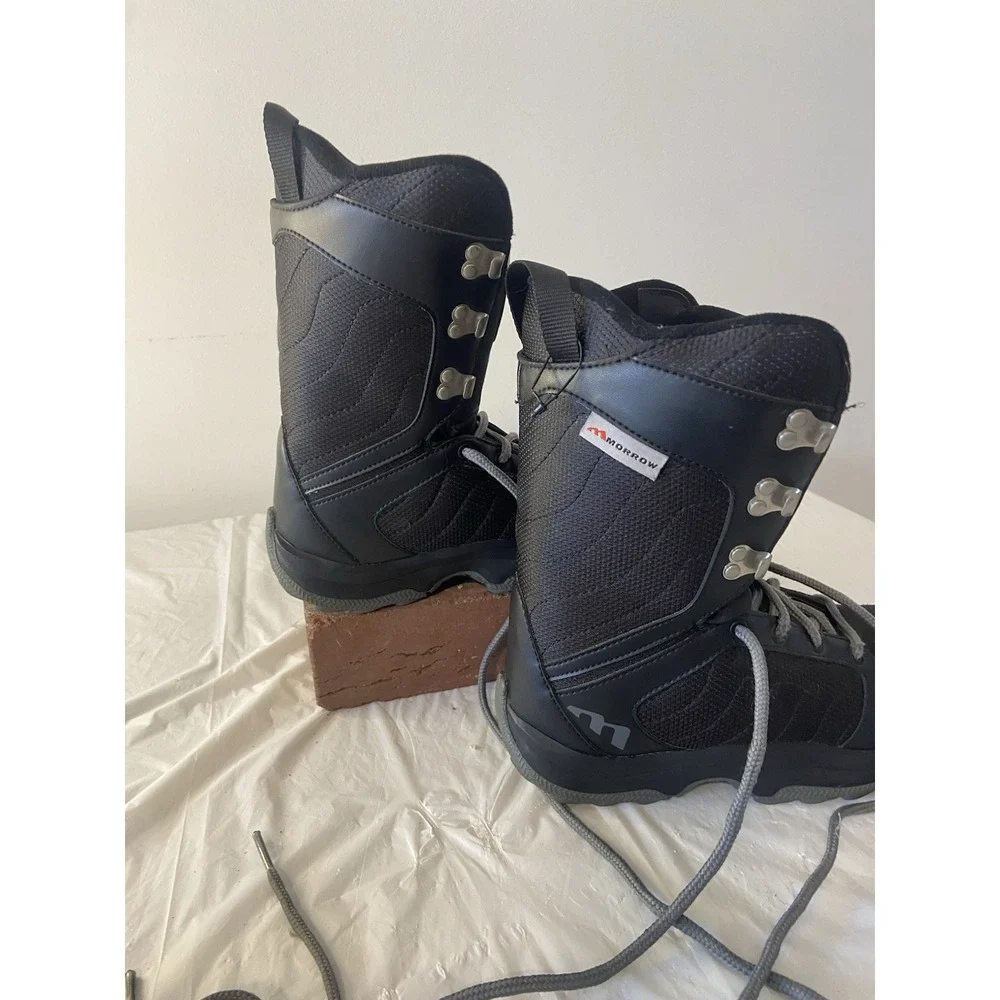 Kids Morrow Black Slick Lace Up Snowboard Boots-New‎ Without Box-Size 4